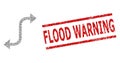 Opposite Bend Arrow Recursive Composition of Opposite Bend Arrow Icons and Distress Flood Warning Stamp Royalty Free Stock Photo