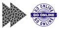 Move Right Recursion Mosaic of Move Right Icons and Scratched Go Online Round Guilloche Stamp