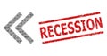 Shift Left Recursion Mosaic of Shift Left Icons and Grunge Recession Seal