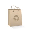 Recycable craft brown paper shopping bag. Vector illustration