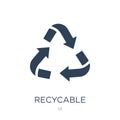 recycable icon in trendy design style. recycable icon isolated on white background. recycable vector icon simple and modern flat