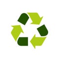 recycable sign, recycle single eco symbol green arrows 3R of the environment, vector icon