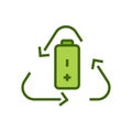 Recyclable battery icon. Garbage recycle vector illustration.