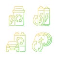 Recyclable battery types gradient linear vector icons set