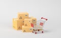 Recyclable boxes and logistics transportation, 3d rendering Royalty Free Stock Photo