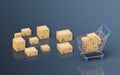 Recyclable boxes and logistics transportation, 3d rendering Royalty Free Stock Photo