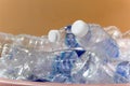 Recyclable garbage of glass plastic bottles in rubbish bin. Royalty Free Stock Photo