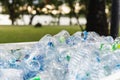 Recyclable garbage of plastic bottles in rubbish bin environment conceptual. Royalty Free Stock Photo