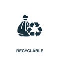 Recyclable icon. Monochrome simple Sustainability icon for templates, web design and infographics