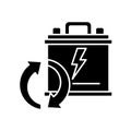 Recyclable lead-acid batteries black glyph icon