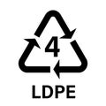 Recyclable plastic LDPE or PELD Simple icon on product packaging and box