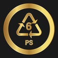 Recyclable plastic PS Simple gold icon on product packaging and box