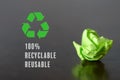 Recyclable and Reusable Theme with Green Waste Material and Green Eco-Friendly Icon Royalty Free Stock Photo