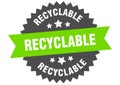 recyclable sign. recyclable round isolated ribbon label.