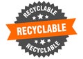 recyclable sign. recyclable round isolated ribbon label.