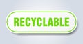 recyclable sign. rounded isolated button. white sticker