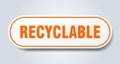 recyclable sign. rounded isolated button. white sticker