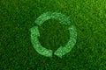 Recyclable Symbol a Green grass White background