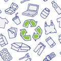 Recyclable things vector seamless pattern hand drawn