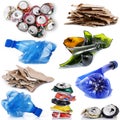 Recyclable waste collage in white background Royalty Free Stock Photo