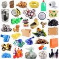 Recyclable waste collage in white background Royalty Free Stock Photo