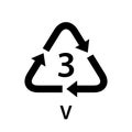 Recycle arrow triangle V types 3 isolated on white background, symbology three type logo of plastic V materials, recycle triangle Royalty Free Stock Photo