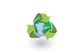 Recycle arrows and earth isometric flat icon. 3d vector Royalty Free Stock Photo