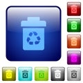 Recycle bin color square buttons Royalty Free Stock Photo