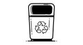 Recycle bin icon with bold outline,front view container and eco symbol for waste sorting signs featuring Royalty Free Stock Photo