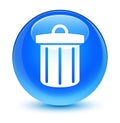 Recycle bin icon glassy cyan blue round button Royalty Free Stock Photo
