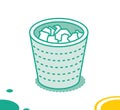 Recycle Bin Icon. Isometric Trash Can Icon with Papers