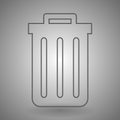 Recycle bin icon. trashcan icon contour illustration on gray background