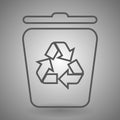 Recycle bin icon. trashcan icon contour illustration on gray background