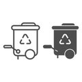 Recycle bin line and glyph icon. Reuse vector illustration isolated on white. Trash outline style design, designed for