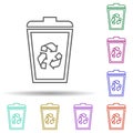 Recycle bin multi color icon. Simple thin line, outline vector of security icons for ui and ux, website or mobile application Royalty Free Stock Photo
