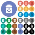 Recycle bin round flat multi colored icons Royalty Free Stock Photo