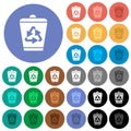 Recycle bin round flat multi colored icons Royalty Free Stock Photo