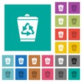 Recycle bin square flat multi colored icons Royalty Free Stock Photo