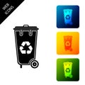 Recycle bin with recycle symbol icon isolated. Trash can icon. Garbage bin sign. Recycle basket icon. Set icons colorful Royalty Free Stock Photo