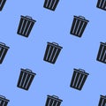 Recycle bin trash bin on blue background seamless.