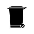 Recycle bin for trash and garbage. Street plastic wheelie waste bin. Rubbish container. Glyph icon of dumpster isolated on white