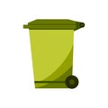 Recycle bin for trash and garbage. Street plastic wheelie waste bin. Rubbish container. Green color icon of dumpster isolated on Royalty Free Stock Photo