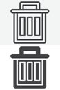 Recycle bin trash vector icon set line and solid style Royalty Free Stock Photo