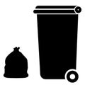 Recycle bin trash on white background. garbage sign. wheelie bin symbol. flat style