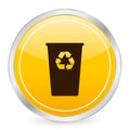 Recycle bin yellow circle icon