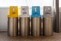 Recycle bins in airport Royalty Free Stock Photo