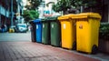 Recycle bins, containers in the city