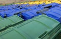 Recycle Bins, Green, Blue and Yellow Royalty Free Stock Photo