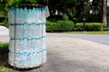 Recycle bins made from plastic water bottles Royalty Free Stock Photo