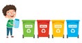 Recycle Bins For Plastic, Metal, Paper And Glass Royalty Free Stock Photo